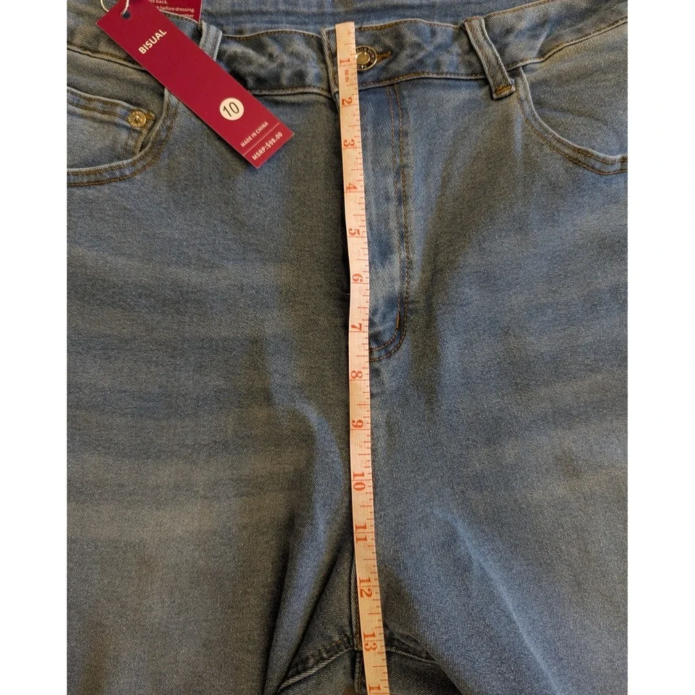 Womens Barrel Jeans 10 Festival High Rise Wide Leg Denim Raw Hem Stretch Cowgirl